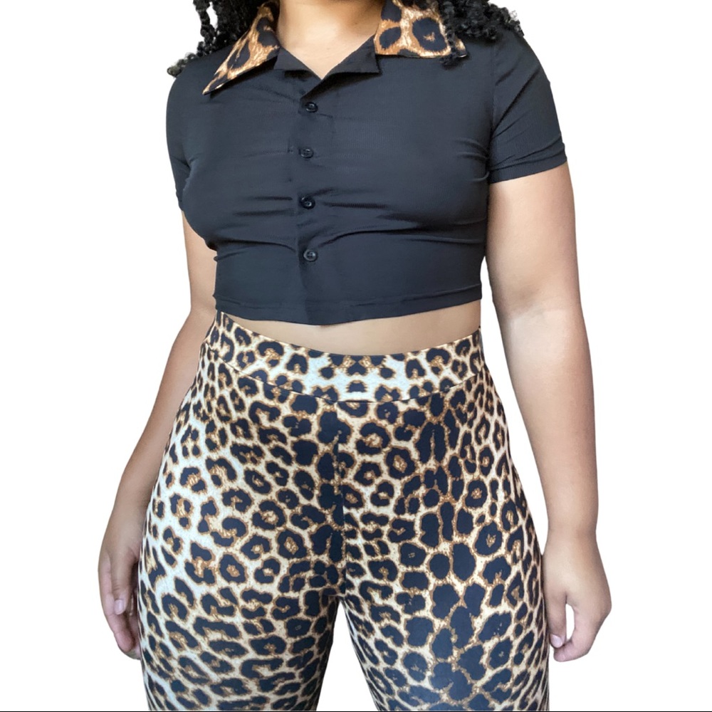 BRAND NEW CHEETAH COLLARED PRINT CROP TOP!